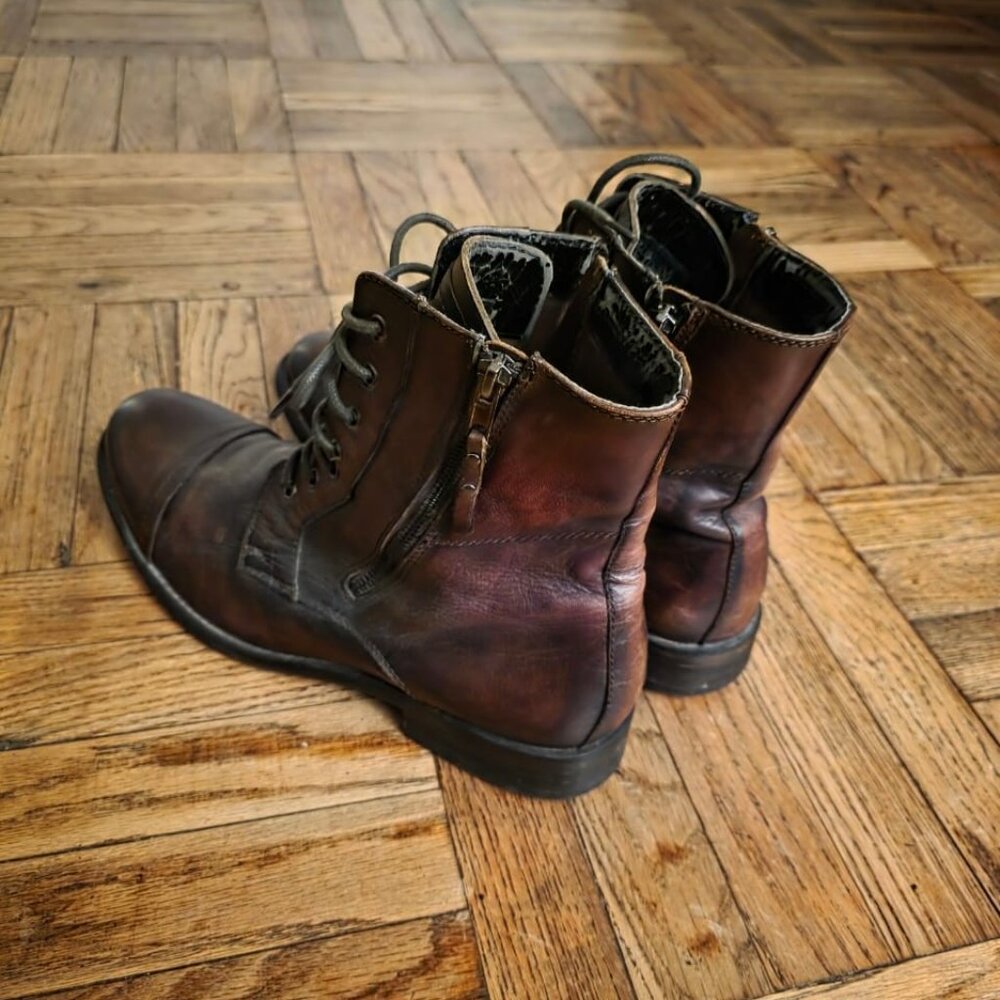 Kenneth Cole Reaction Hit Men Leather Lace Up Boots, Size 11 US Men